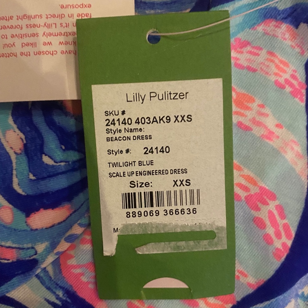🎉HP🎉 Lilly Pulitzer Beacon Dress Twilight Blue Scale Up Engineered Dress  xxs - Picture 3 of 5
